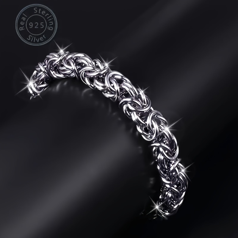 925 Silver Hip Hop Italian Byzantine Bracelet Solid Cut Braided